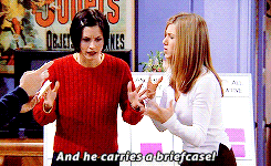 Humorous GIF of Monica and Rachel from Friends