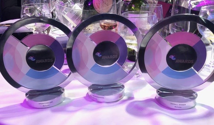 Three awards trophies