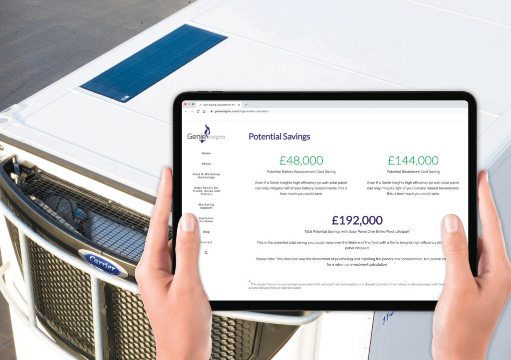 Transport solar cost saving calculator example