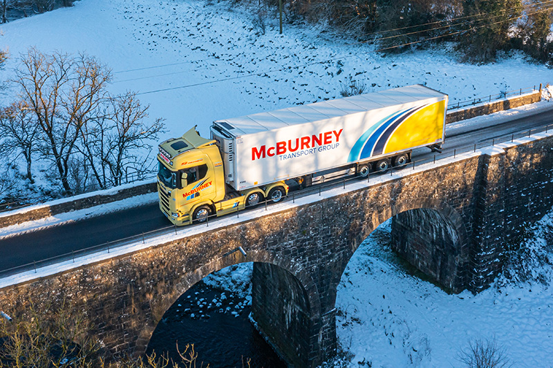 A McBurney Transport Group trailer with Genie Insights solar panel on the roof